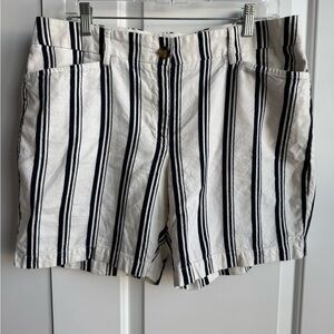 Lands' End Striped Linen Blend Shorts - Size 10